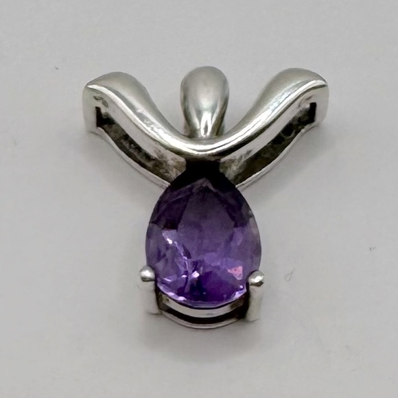 VINTAGE Sterling Silver Amethyst Pendant - Picture 2 of 13